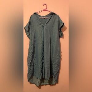 ⭐️Relaxed V-Neck Washed Teal Dress